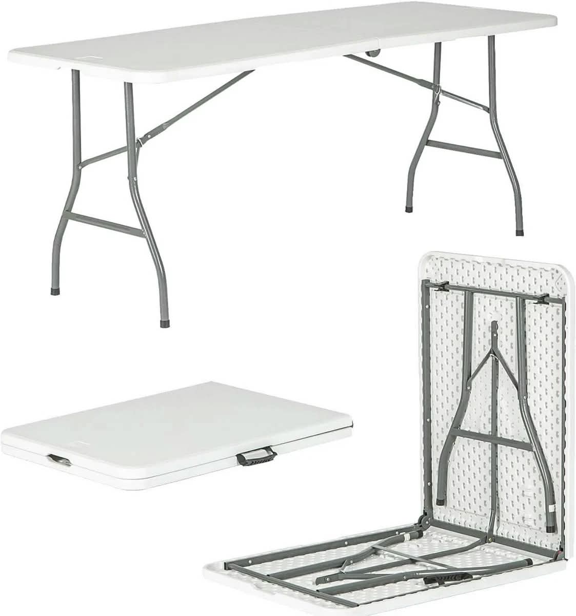 6ft Portable Heavy Duty Folding Table - HDPE Plastic & Steel Frame