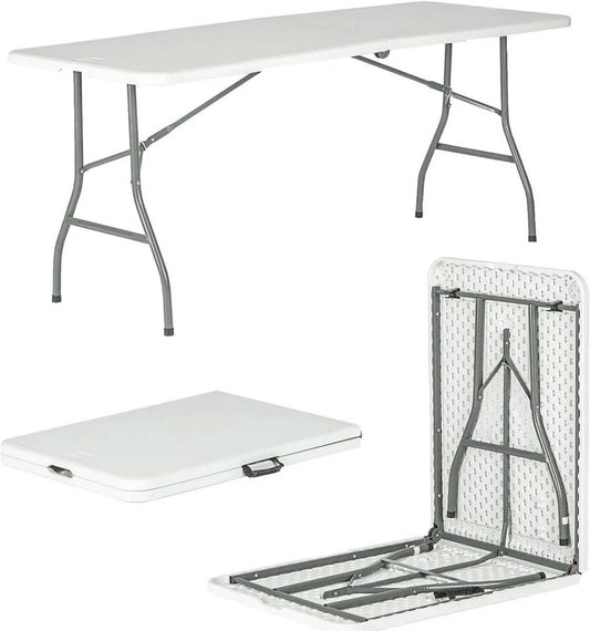 6ft Portable Heavy Duty Folding Table - HDPE Plastic & Steel Frame
